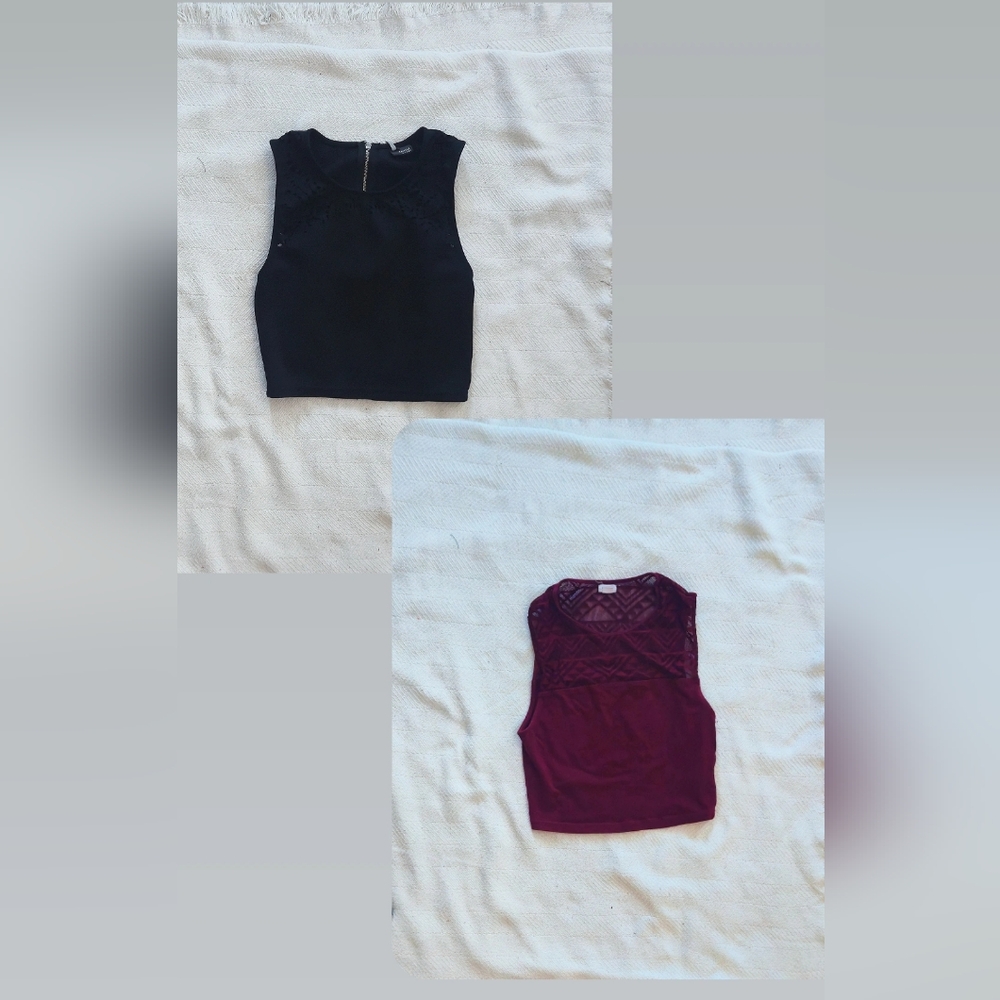 Black and Burgundy Crop Tops